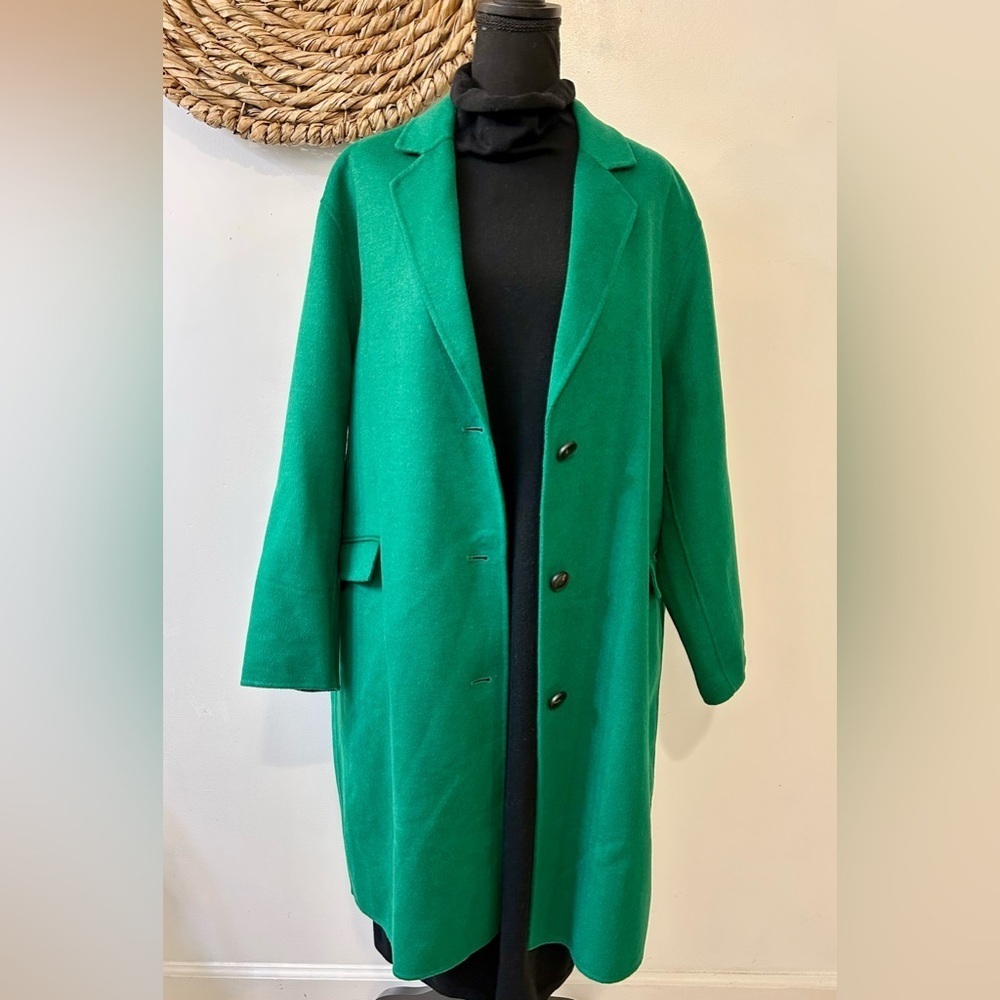 NWT Galeries Lafayette Claudel Mid-Length Coat in Vert Green Size 44 FR